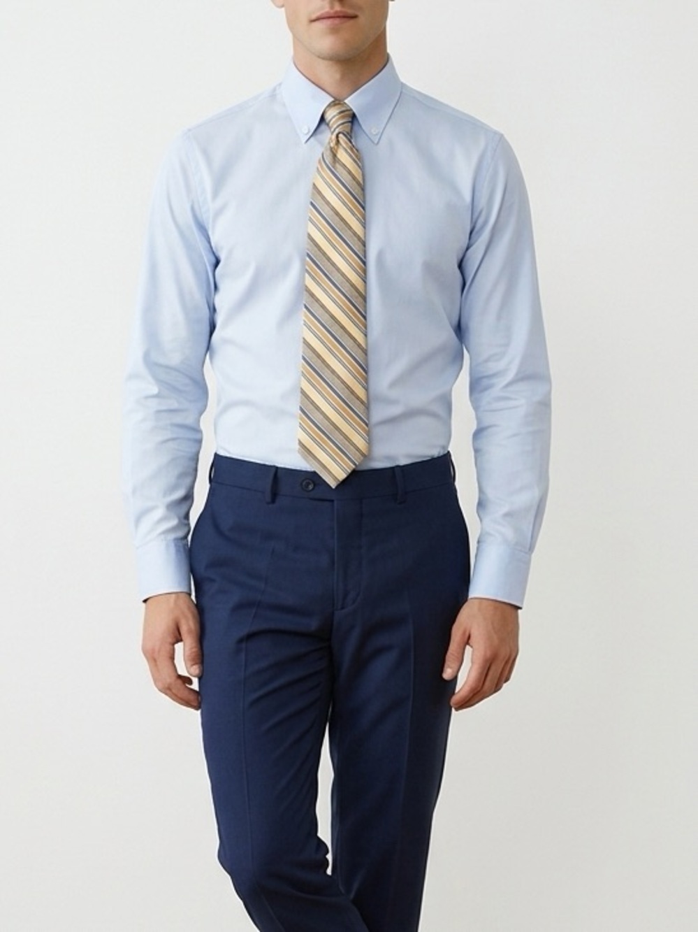ENRO Elegant Men's Striped Tie in Yellow and Blue 100% Silk